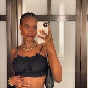 Rumours Black Sleeveless Ruched Camisole Tank